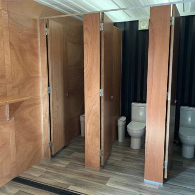 Shipping container toilet block
